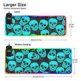 Colored Skull Galaxy Wireless Charging Mouse Pad for Mobile Phone Extra Large Gaming Mousepad with 13 Lighting Modes Computer Mat for Gaming MacBook PC Laptop Desk Home Office